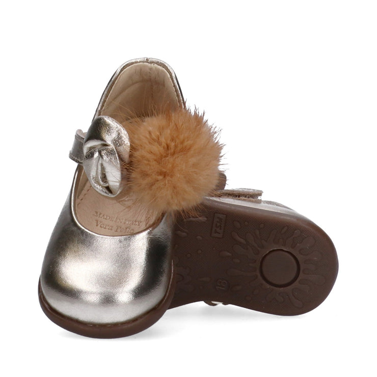 Ballerine primi passi con fiore e pelliccia