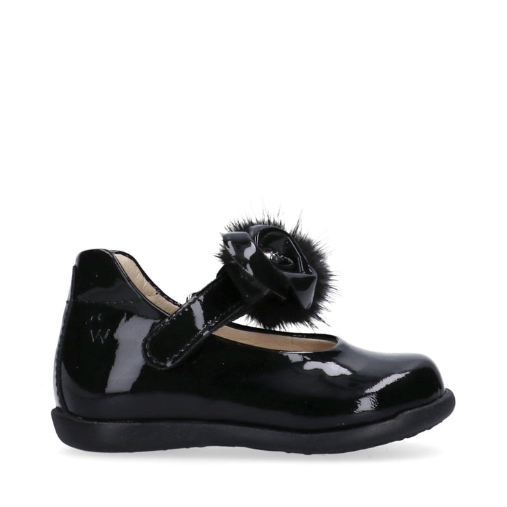 Ballerine primi passi da bambina con fiore e pon pon