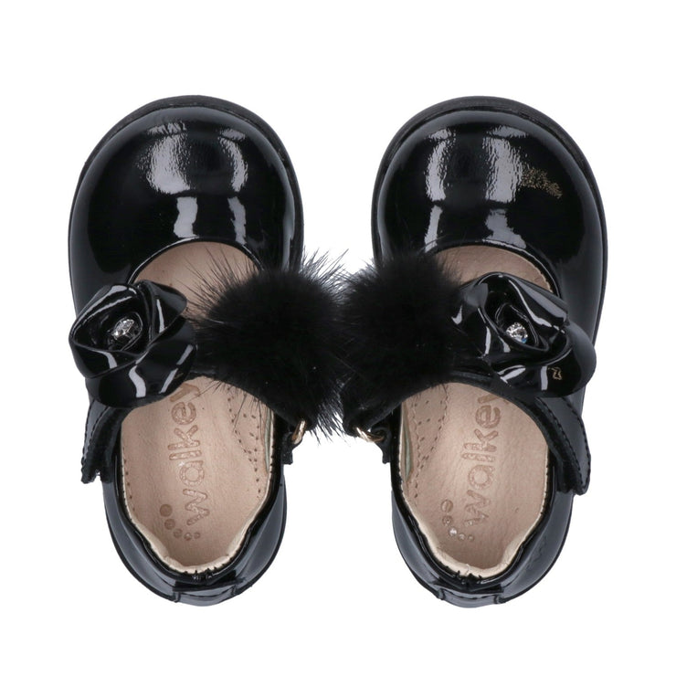 Ballerine primi passi da bambina con fiore e pon pon