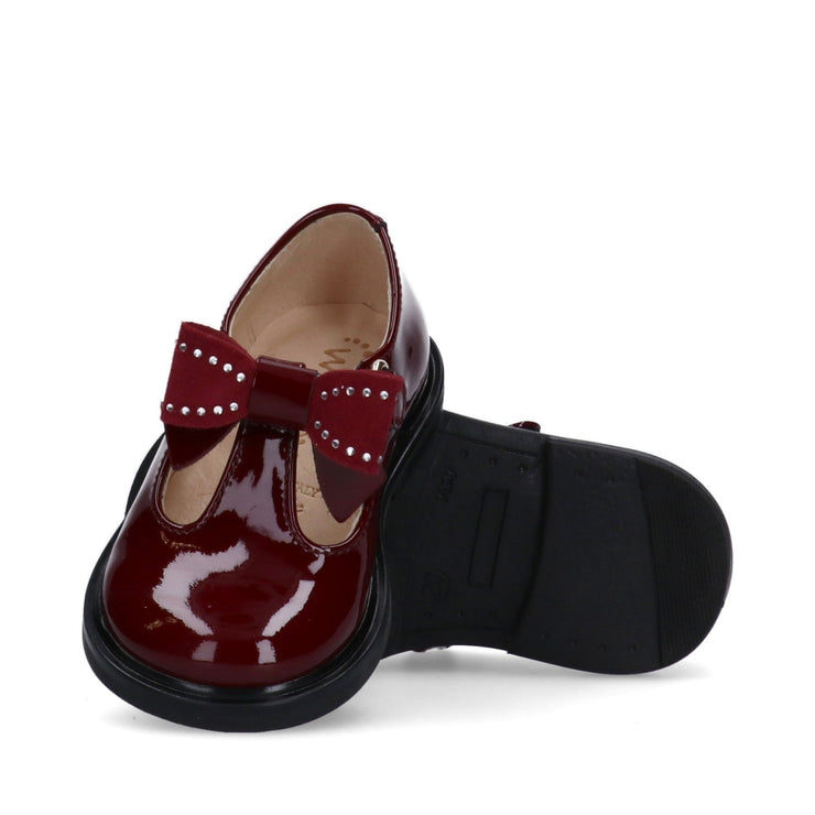 Scarpine primi passi T-bar con fiocchetto prezioso