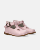 Scarpine primi passi da bambina in pelle con fori decorativi e cinturino