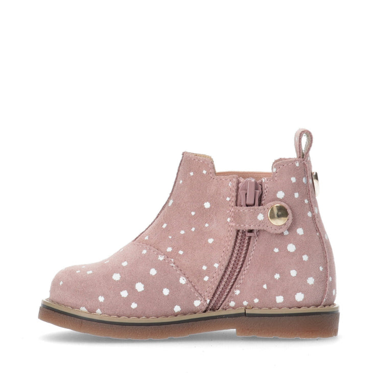 Polka Dot Split Leather Ankle Boots for Girls