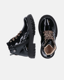 Stivaletti bambina in vernice con lacci animalier