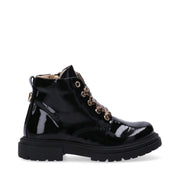 Stivaletti in vernice con lacci animalier