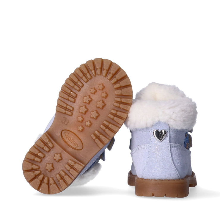 Stivaletti roccia da bambina in pelle ed interno in lana di montone