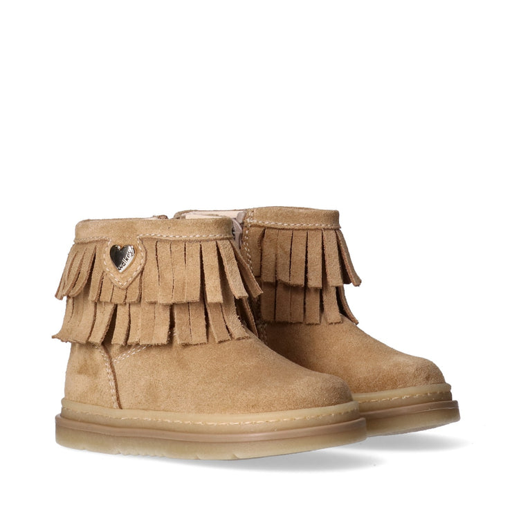 Stivaletti bambina in camoscio con frange e dettaglio cuore