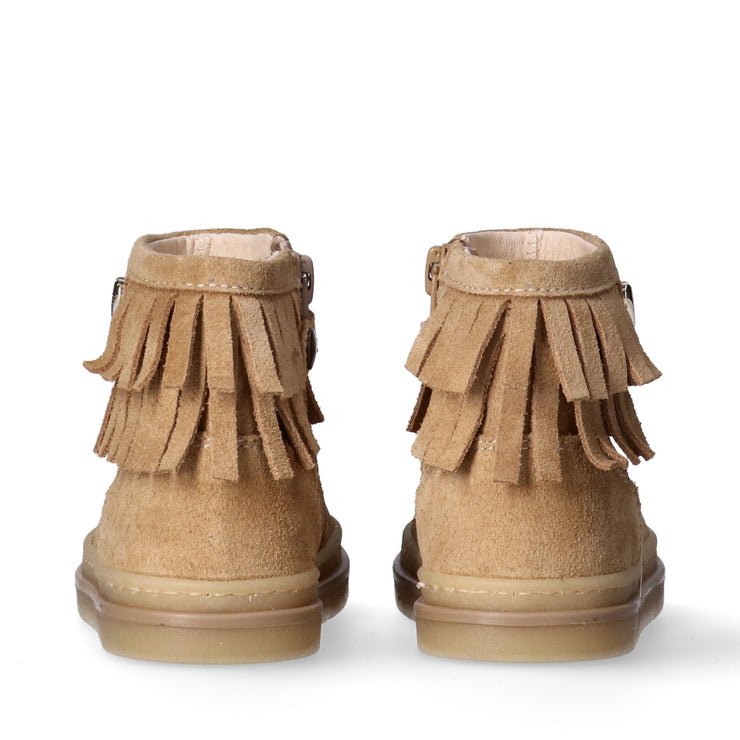 Stivaletti bambina in camoscio con frange e dettaglio cuore