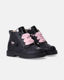Stivaletti bambina in pelle con lacci in velluto