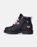 Stivaletti bambina in pelle con lacci in velluto
