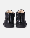 Stivaletti bambina in pelle con lacci in velluto