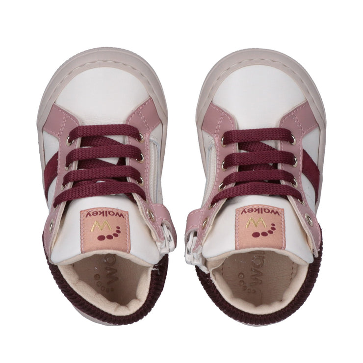 Sneakers bambina super-soft in pelle e dettagli in tessuto