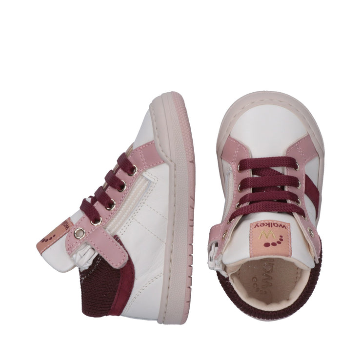 Sneakers bambina super-soft in pelle e dettagli in tessuto