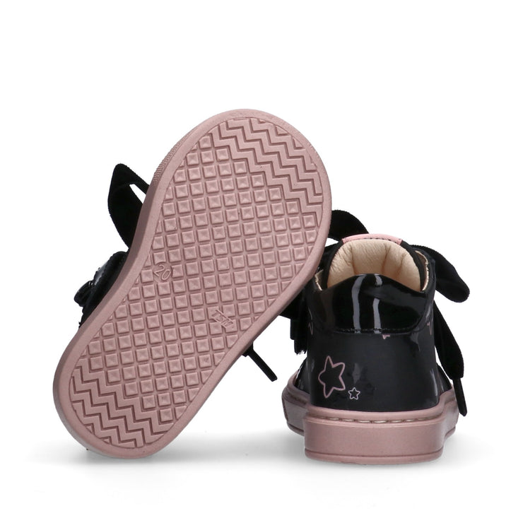 Sneakers bambina con stelle e lacci in velluto