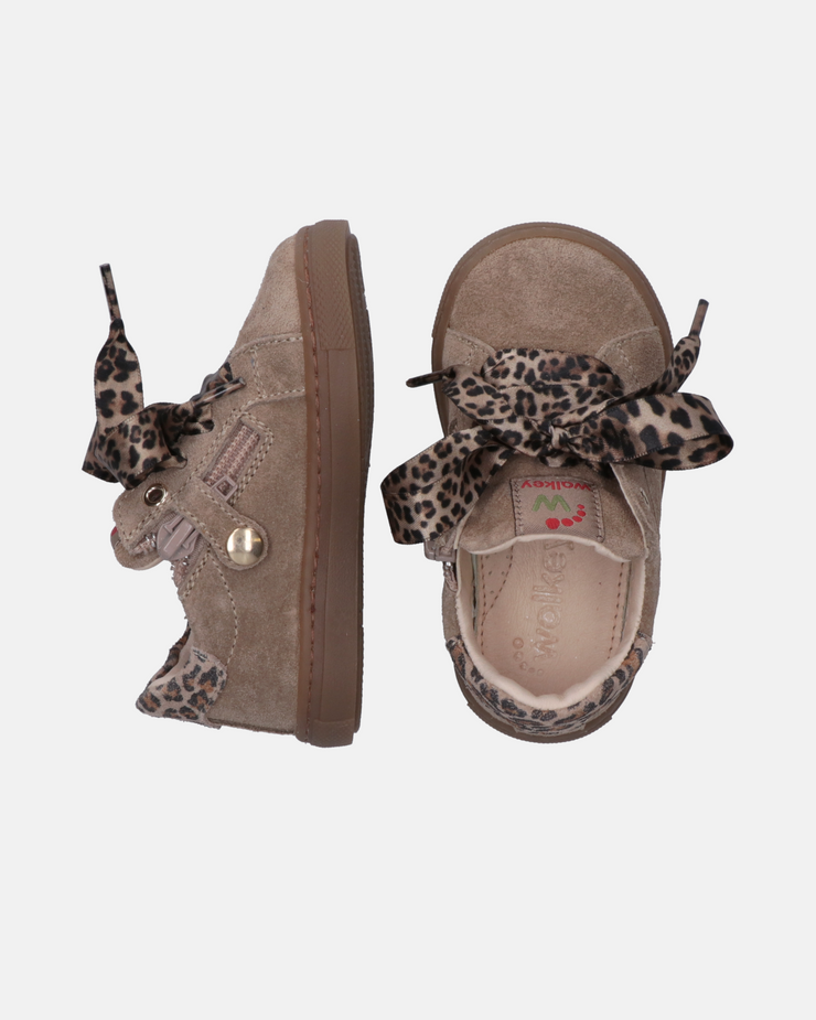 Sneakers bambina super soft con lacci animalier