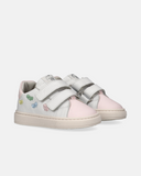 Sneakers in pelle con doppio velcro e fiocchetti