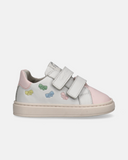 Sneakers in pelle con doppio velcro e fiocchetti