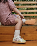 Sneakers primi passi con glitter e stella laterale
