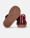 Sneakers bambina in vernice con glitter e fiocco gioiello