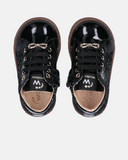 Sneakers bambina in vernice con glitter e fiocco gioiello