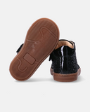 Sneakers bambina in vernice con glitter e fiocco gioiello