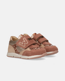 Sneakers da bambina rosa Walkey con patch Walkey glitter e chiusura a strappo.