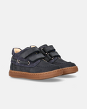 Scarpe da bambino blu Walkey stile barca con doppio cinturino a strappo.