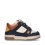 Sneakers basse da bambino con lacci bicolore