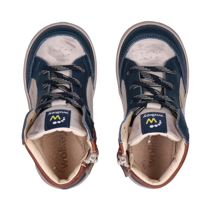 Sneakers primi passi con lacci e zip interna