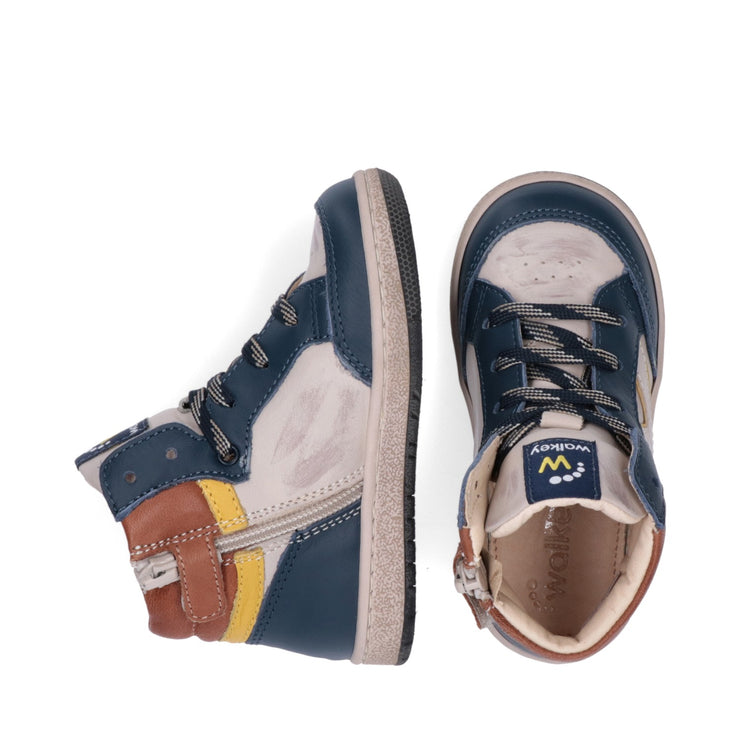 Sneakers primi passi con lacci e zip interna