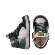 Sneakers bambino in pelle con dettagli colorati a contrasto e zip interna