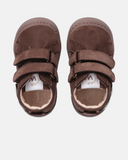 Sneakers in nabuk con patch dinosauro e velcro