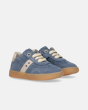 Sneakers primi passi da bambino in camoscio con stelle e lacci