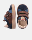 Sneakers bambino in pelle con doppio velcro