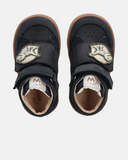 Sneakers alte bambino in nabuk con doppio velcro