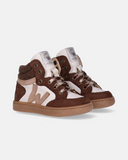 Sneakers alte bambino in pelle e camoscio con dettagli a contrasto