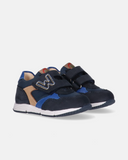 Sneakers bambino in nabuk e tessuto con maxi velcro