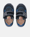Sneakers bambino in nabuk e tessuto con maxi velcro