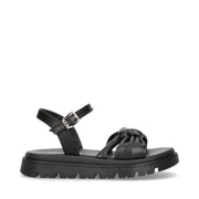 Minimal leather sandals with bow on the front