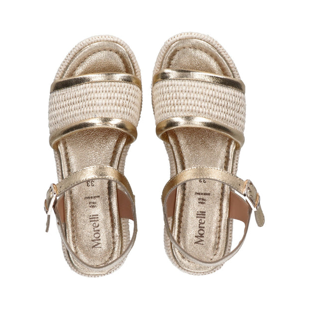 Leather sandals with raised bottom