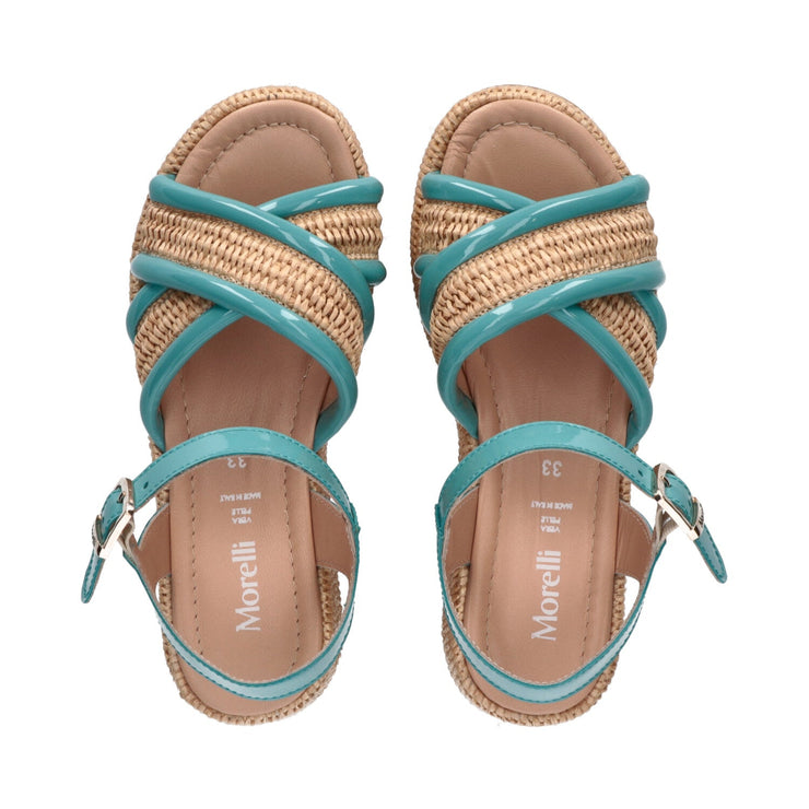 Leather sandals with raised bottom