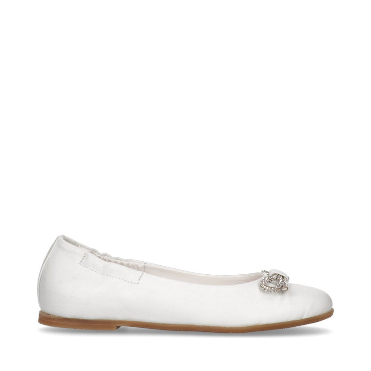 Leather ballet flats with jewel application