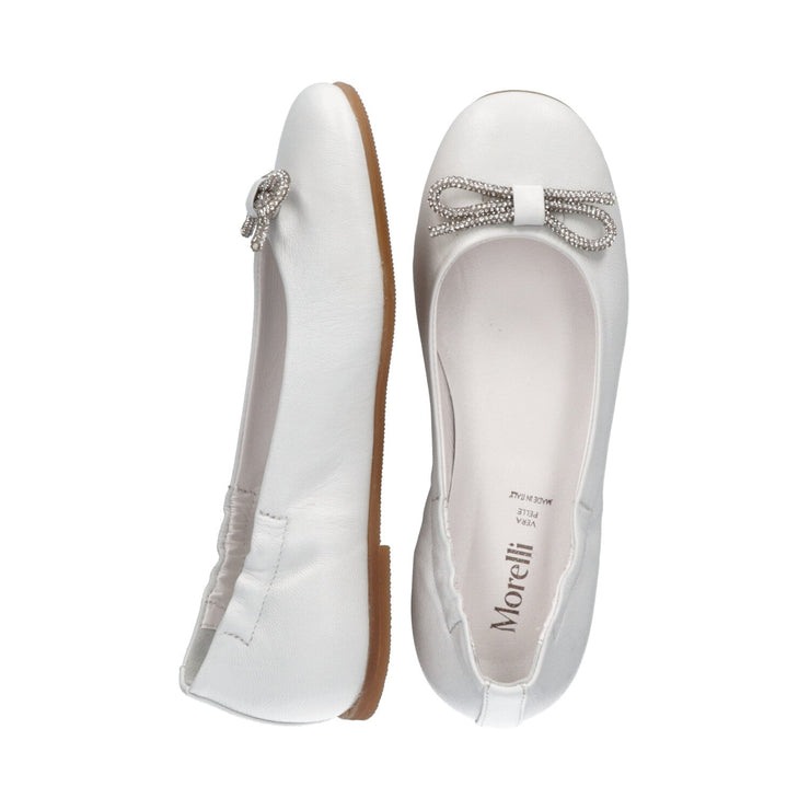Leather ballet flats with jewel application