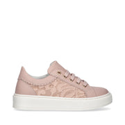 Leather sneakers with lace inserts