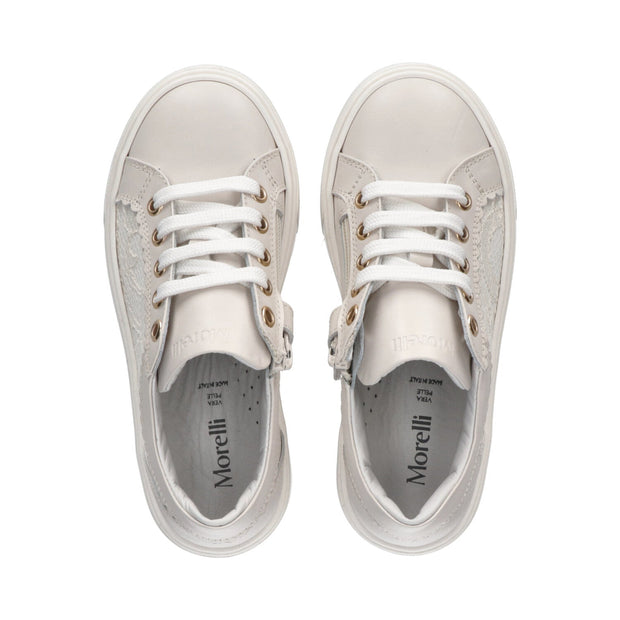 Leather sneakers with lace profile