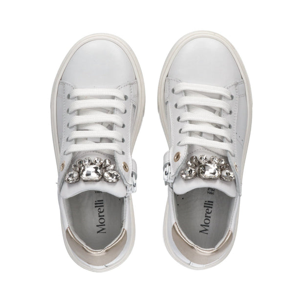 Leather sneakers with luminous accessory