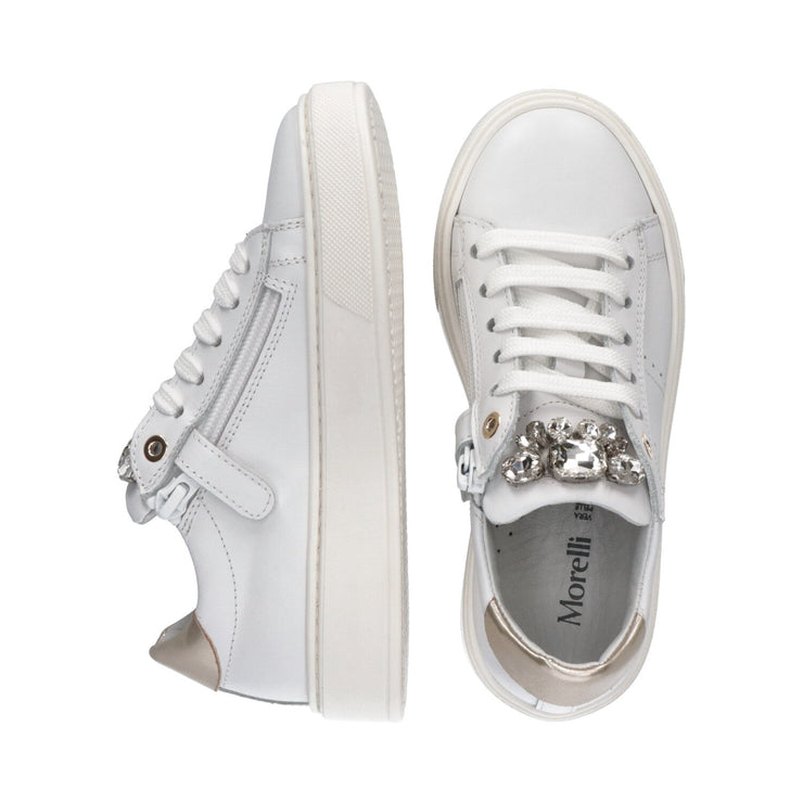 Leather sneakers with luminous accessory