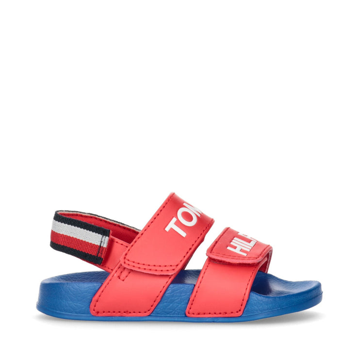 Boys’ sandals with triple hook and loop fastening