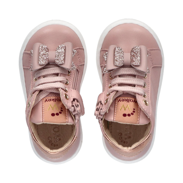 Sneakers da bambina con fiocco in glitter