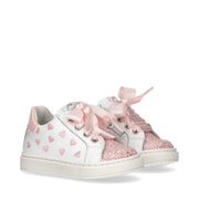 Sneakers da bambina  in pelle con cuori e glitter - Y1A9-43027-0796X134