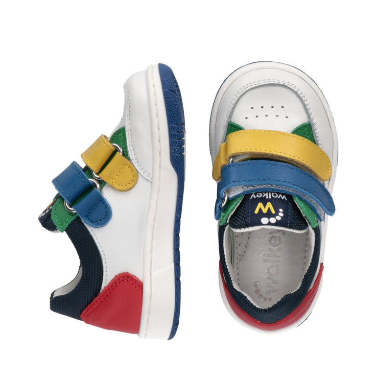 Sneakers da bambino in pelle multicolor con doppio velcro